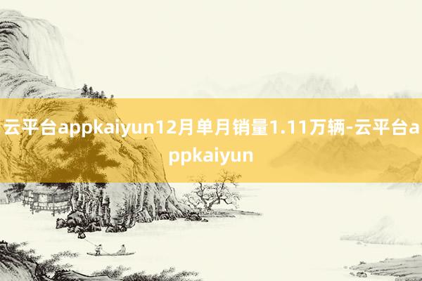 云平台appkaiyun12月单月销量1.11万辆-云平台appkaiyun