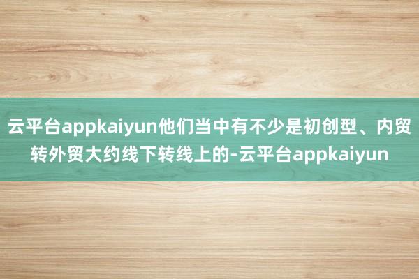 云平台appkaiyun他们当中有不少是初创型、内贸转外贸大约线下转线上的-云平台appkaiyun
