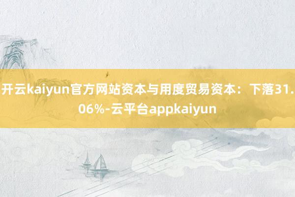 开云kaiyun官方网站资本与用度贸易资本：下落31.06%-云平台appkaiyun