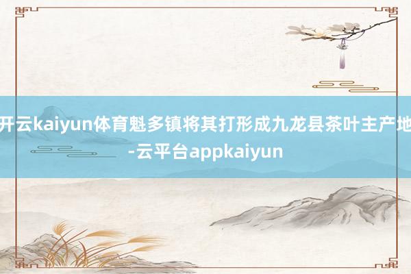 开云kaiyun体育魁多镇将其打形成九龙县茶叶主产地-云平台appkaiyun