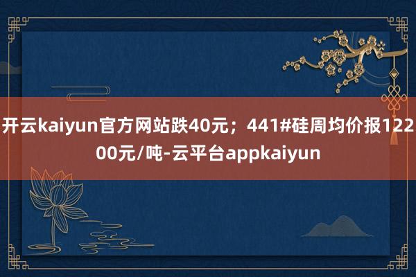 开云kaiyun官方网站跌40元；441#硅周均价报12200元/吨-云平台appkaiyun