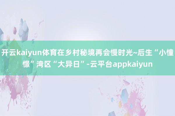 开云kaiyun体育在乡村秘境再会慢时光~后生“小憧憬”湾区“大异日”-云平台appkaiyun