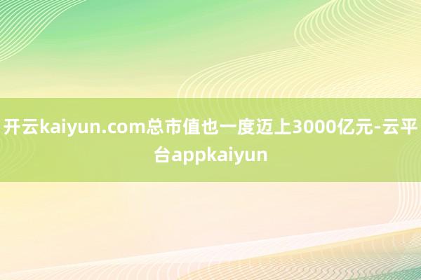 开云kaiyun.com总市值也一度迈上3000亿元-云平台appkaiyun