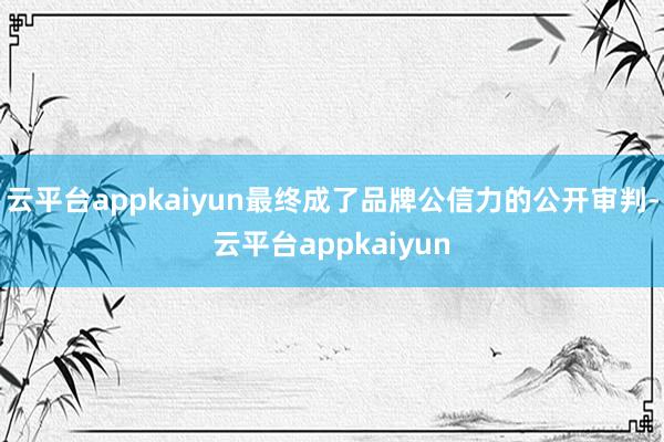 云平台appkaiyun最终成了品牌公信力的公开审判-云平台appkaiyun