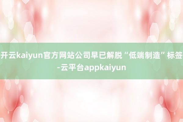 开云kaiyun官方网站公司早已解脱“低端制造”标签-云平台appkaiyun